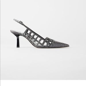 Animal print openwork slingback heel
